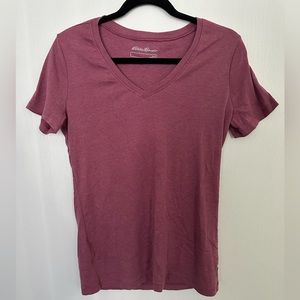 Eddie Bauer Maroon V-neck Tee